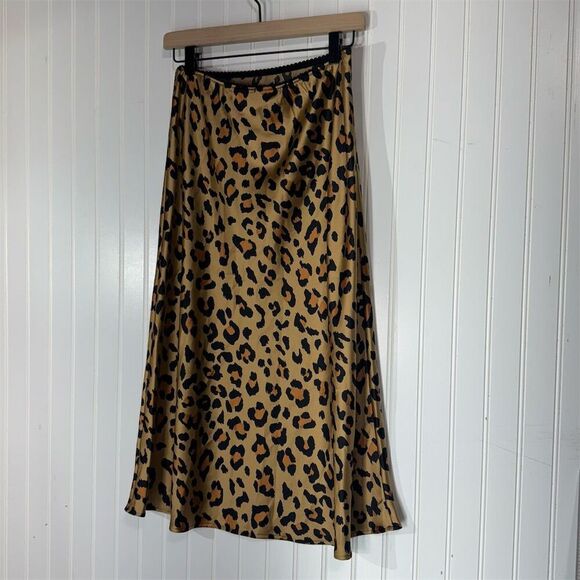 Renee C. Dresses & Skirts - Renee C Leopard Satin Slip Skirt L Y2K Mob Wife Coquette Glam Made in USA